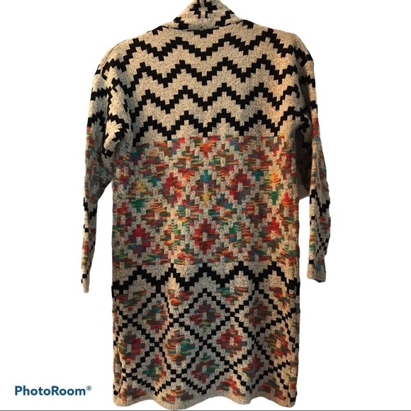 Cardigan Open Front Debut Geometric Pattern Woman’s Small - Picture 2 of 3